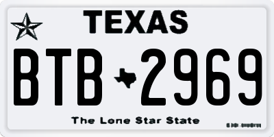 TX license plate BTB2969