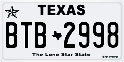 TX license plate BTB2998