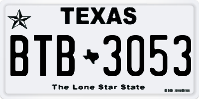 TX license plate BTB3053