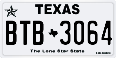 TX license plate BTB3064