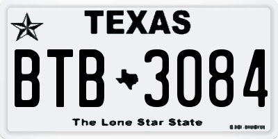 TX license plate BTB3084