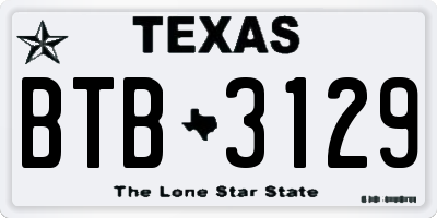 TX license plate BTB3129