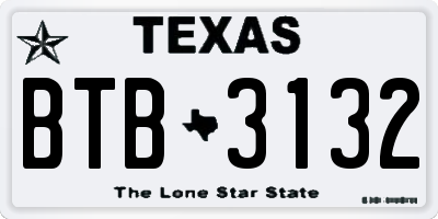 TX license plate BTB3132