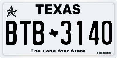 TX license plate BTB3140