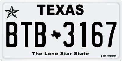 TX license plate BTB3167