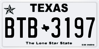 TX license plate BTB3197
