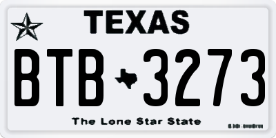 TX license plate BTB3273