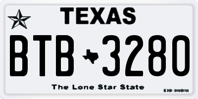 TX license plate BTB3280
