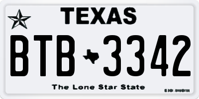 TX license plate BTB3342