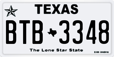 TX license plate BTB3348