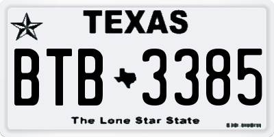 TX license plate BTB3385