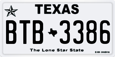 TX license plate BTB3386