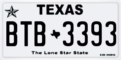 TX license plate BTB3393