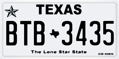TX license plate BTB3435