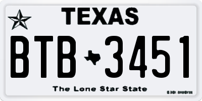 TX license plate BTB3451