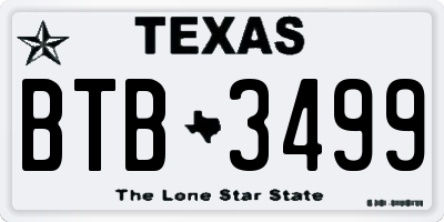 TX license plate BTB3499