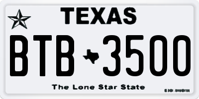 TX license plate BTB3500