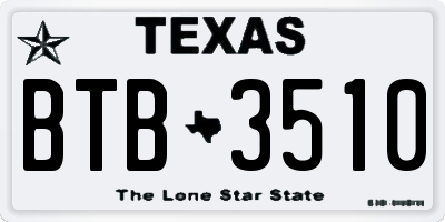 TX license plate BTB3510