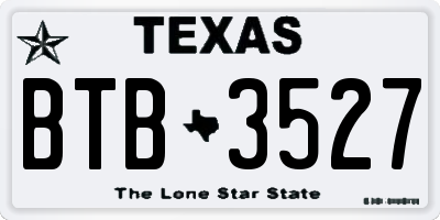 TX license plate BTB3527