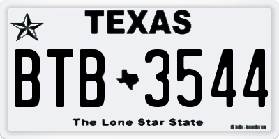 TX license plate BTB3544