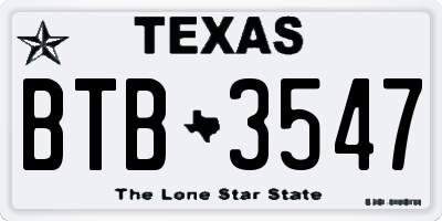 TX license plate BTB3547