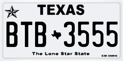 TX license plate BTB3555