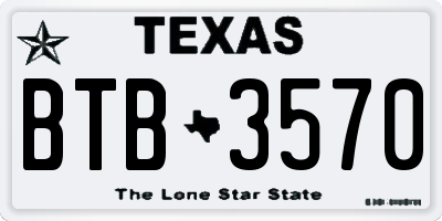 TX license plate BTB3570