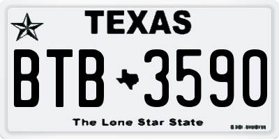 TX license plate BTB3590