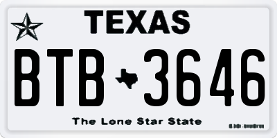 TX license plate BTB3646