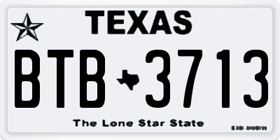 TX license plate BTB3713