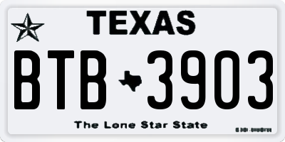 TX license plate BTB3903