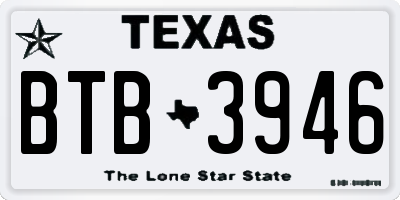 TX license plate BTB3946