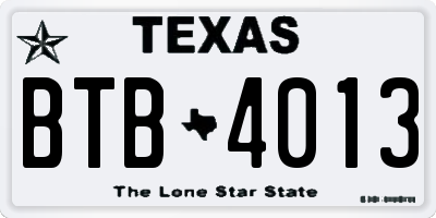 TX license plate BTB4013