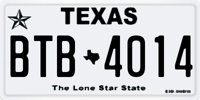 TX license plate BTB4014