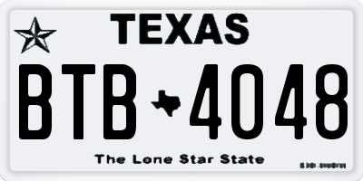 TX license plate BTB4048