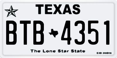 TX license plate BTB4351