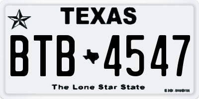 TX license plate BTB4547