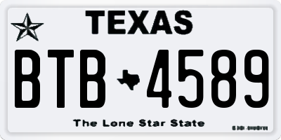TX license plate BTB4589