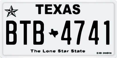 TX license plate BTB4741