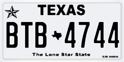 TX license plate BTB4744