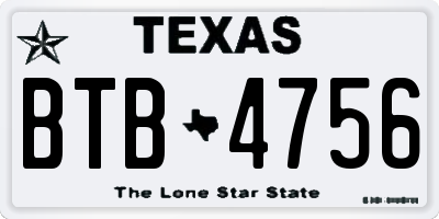 TX license plate BTB4756