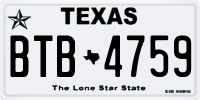 TX license plate BTB4759