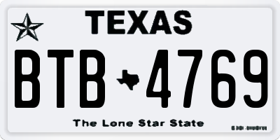 TX license plate BTB4769