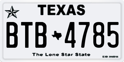 TX license plate BTB4785