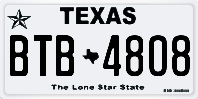 TX license plate BTB4808