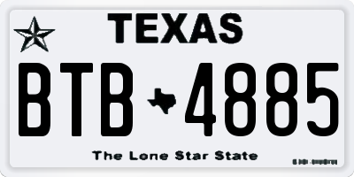 TX license plate BTB4885