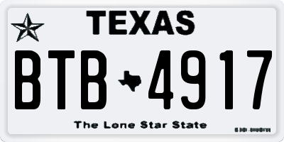 TX license plate BTB4917