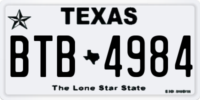 TX license plate BTB4984
