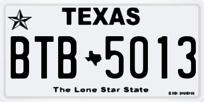 TX license plate BTB5013