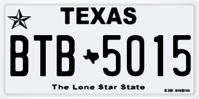 TX license plate BTB5015